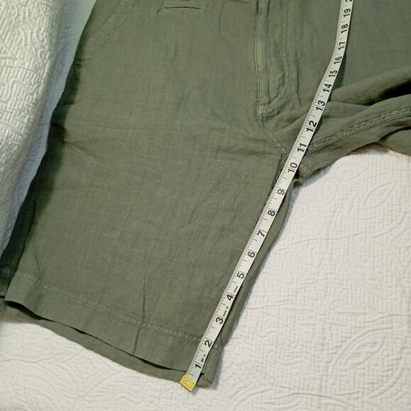 Escales Paris Casual Shorts Mens Olive Green 100% Linen Size 40 EU - Picture 11 of 13
